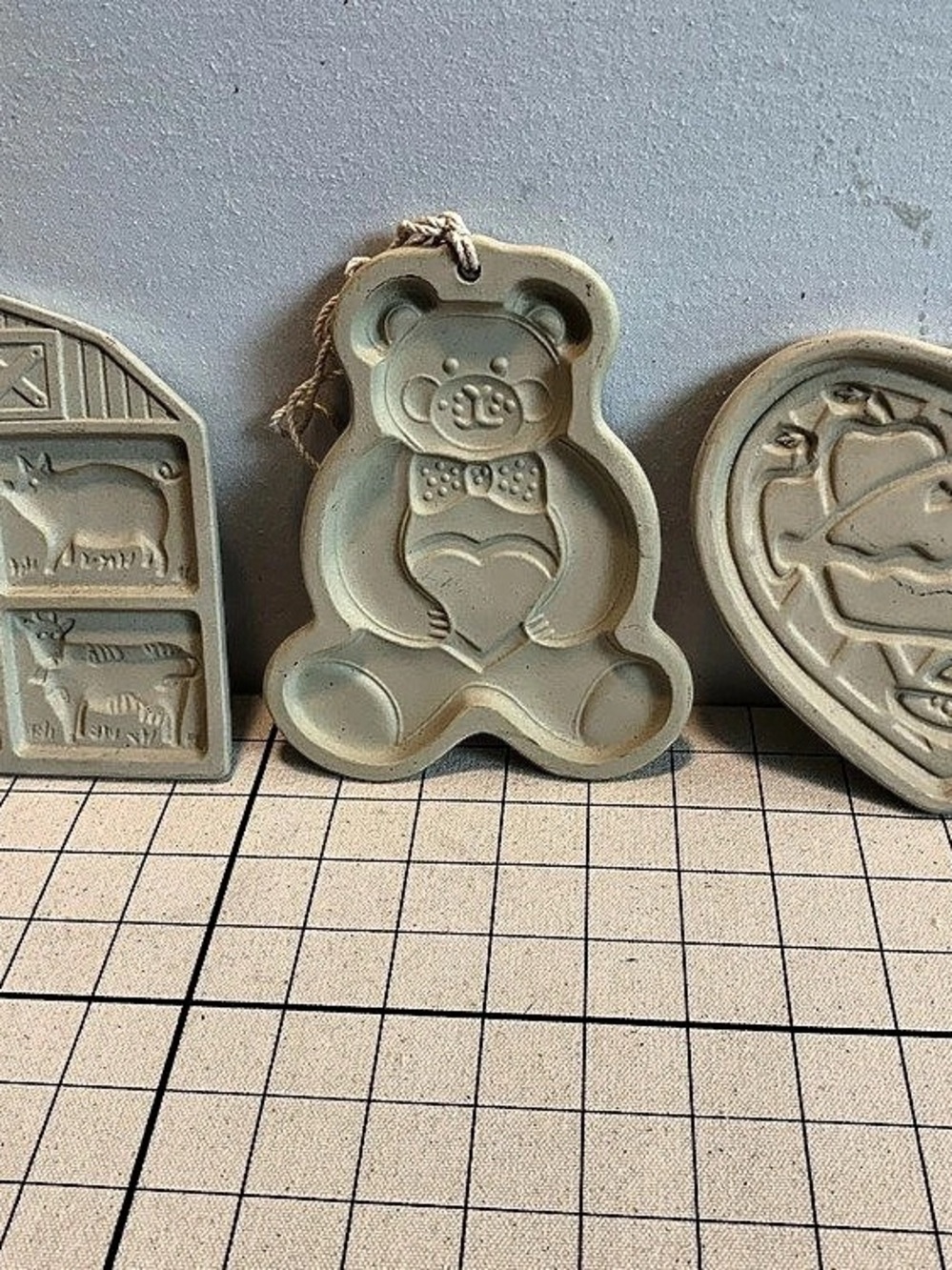 Vibtage 90s Pampered Chef Stoneware Cookie Mold 3 Piece Set